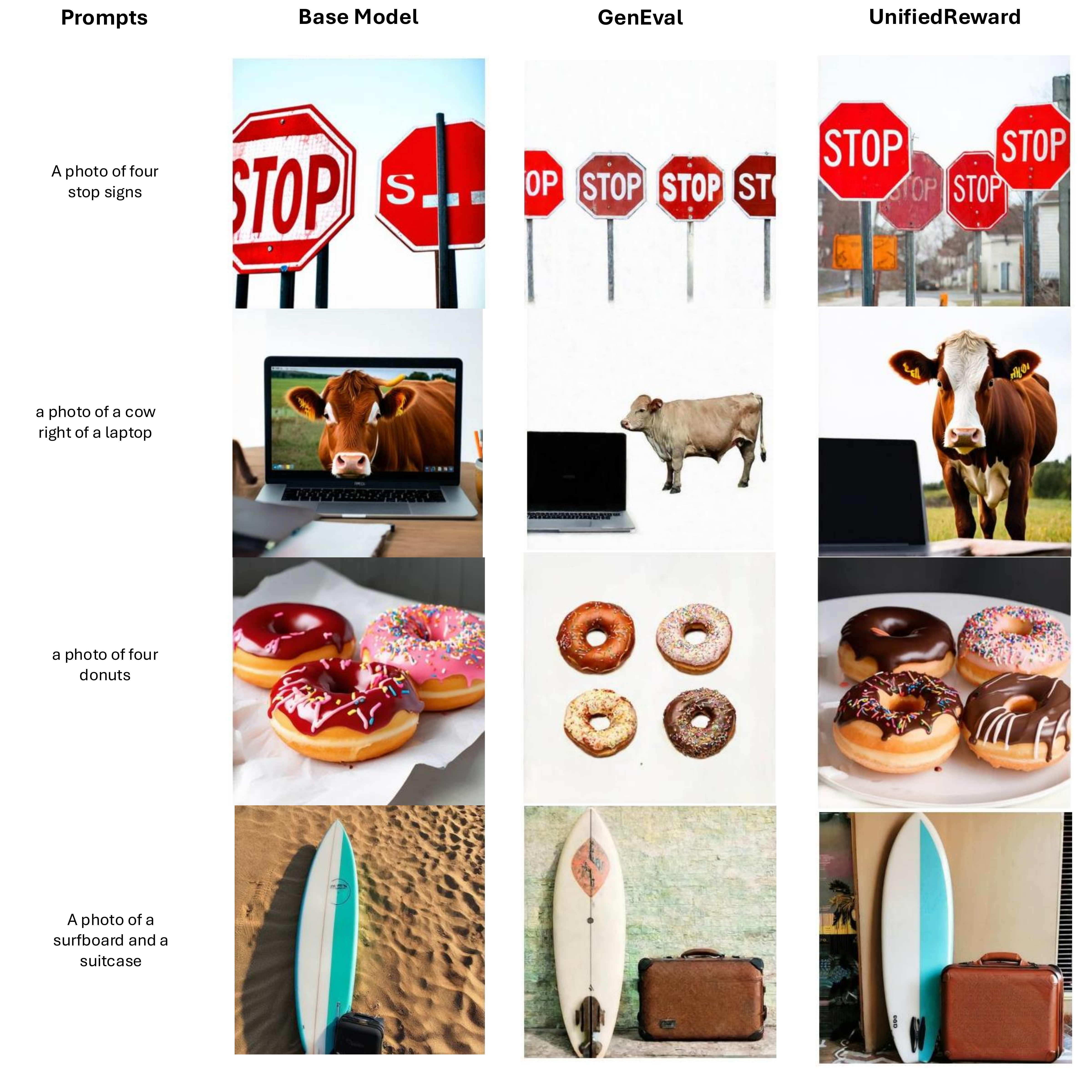 Qualitative comparison across training objectives